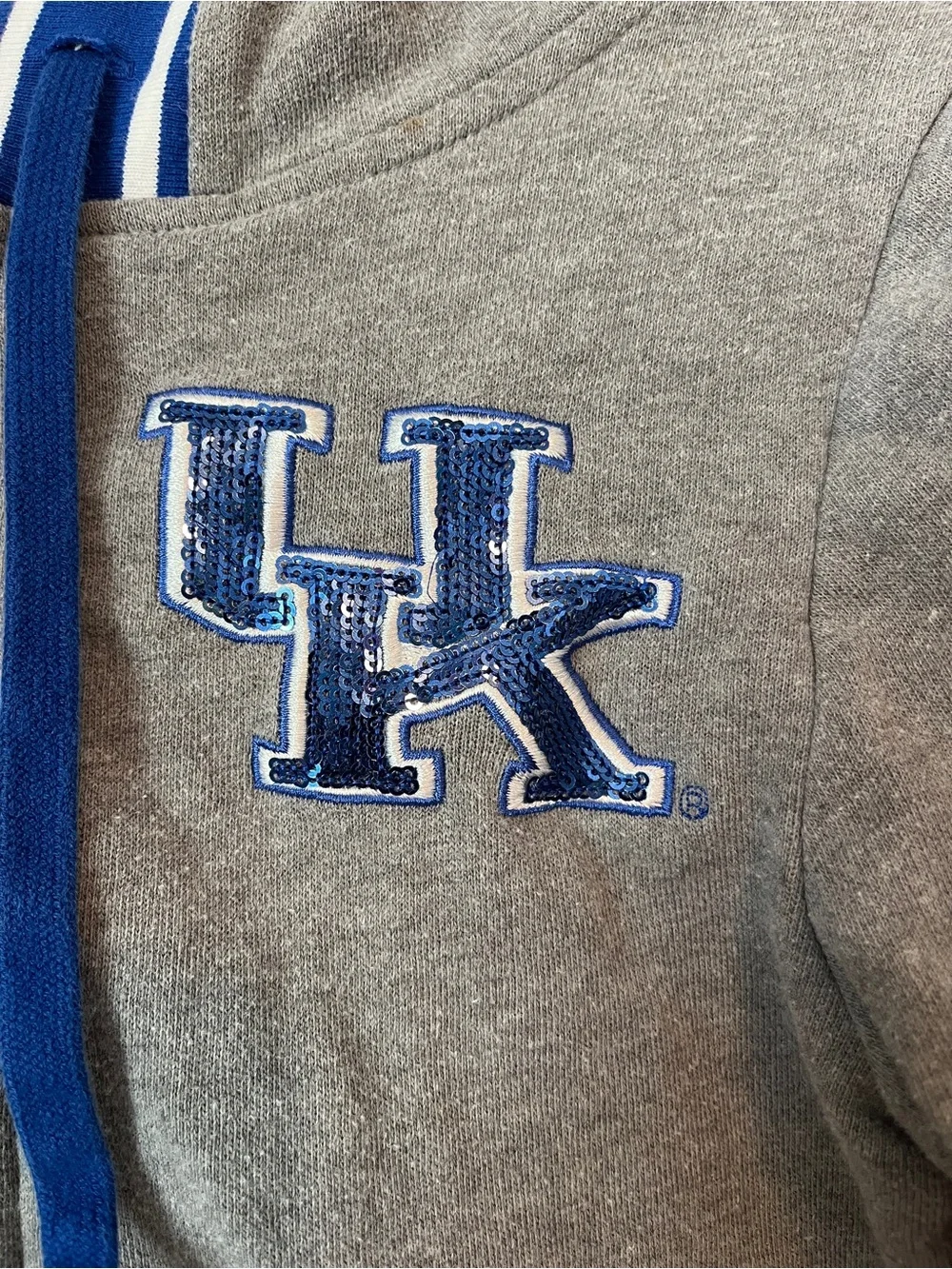 PINK Victoria's Secret Gray Zip Hoodie with Blue Trim University of Kentucky